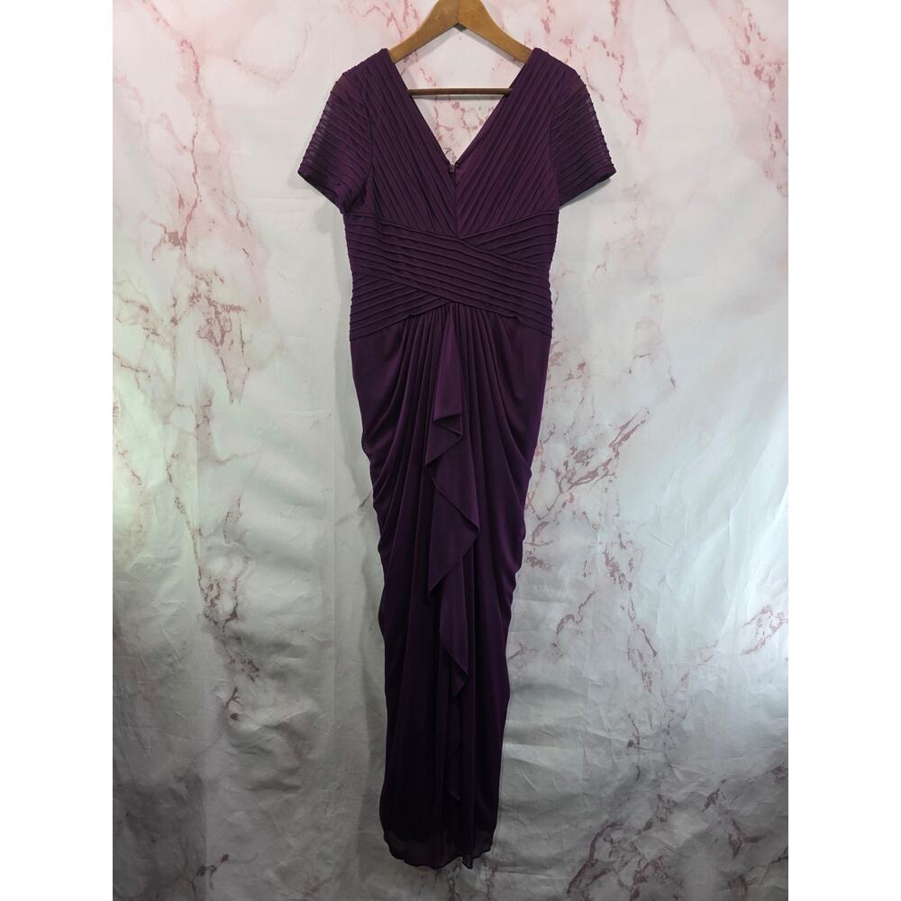 Adrianna Papell Dress Women 8 P Purple Midi Maxi Gown Mother MOB Ruch Eggplant